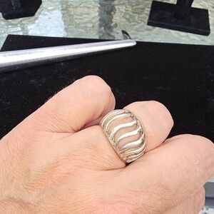 Elegant Sterling Silver Domed Wave Ring